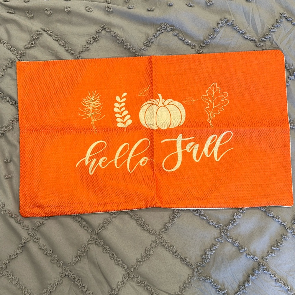 NWOT “hello fall” orange indoor/outdoor pillow covers
